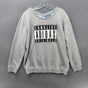Adidas Originals Crewneck Sweatshirt Gray Long Live Adidas Graphic Print